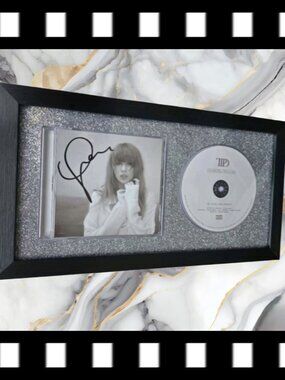 Authentic Taylor Swift Signed TTPD CD – in a Silver Sparkle Display Frame